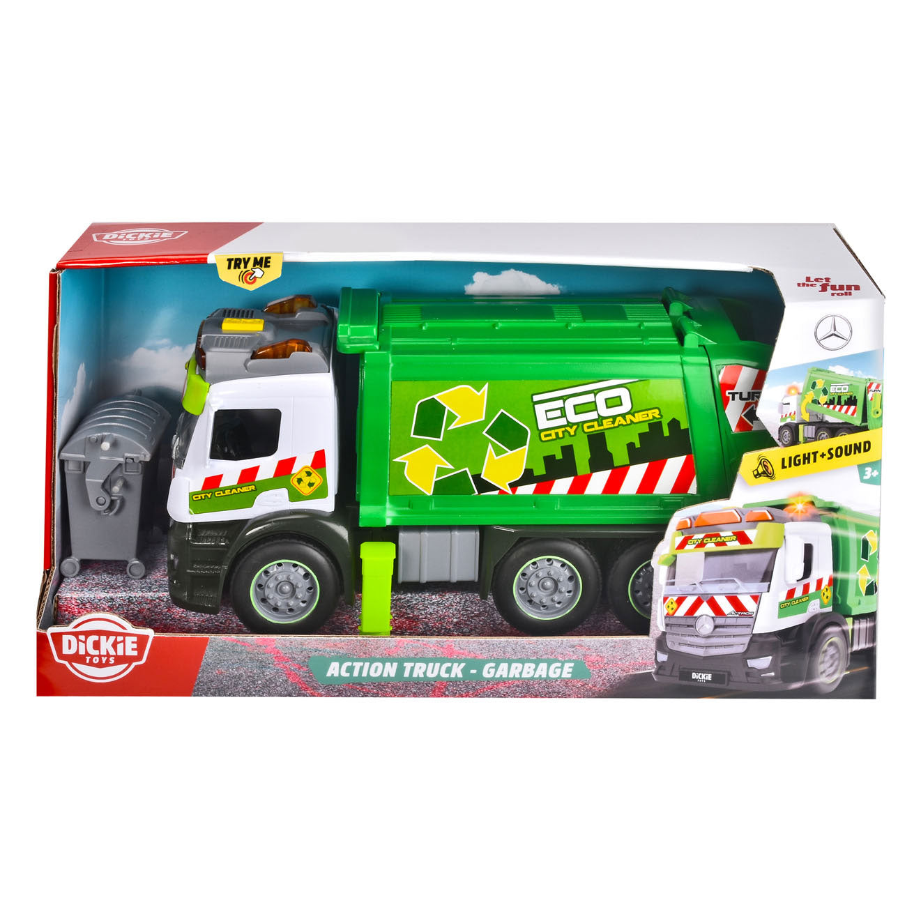 Dickie Toys Action -Garbage Truck Vehicle - Light and Sound –