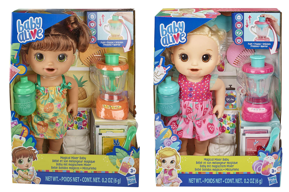 Baby Alive Magical Mixer Baby Doll Strawberry Shake with Blender  Accessories, Drinks, Wets, Eats, Blonde Hair