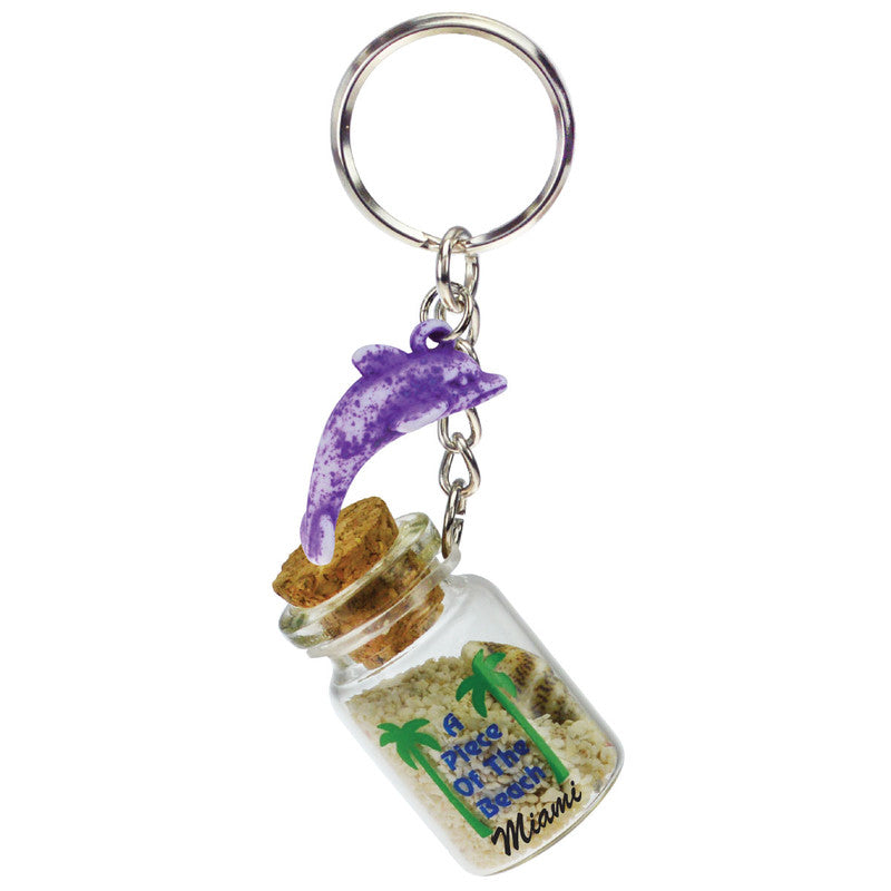 Miami Florida Palm Trees & Dolphins Key Chain