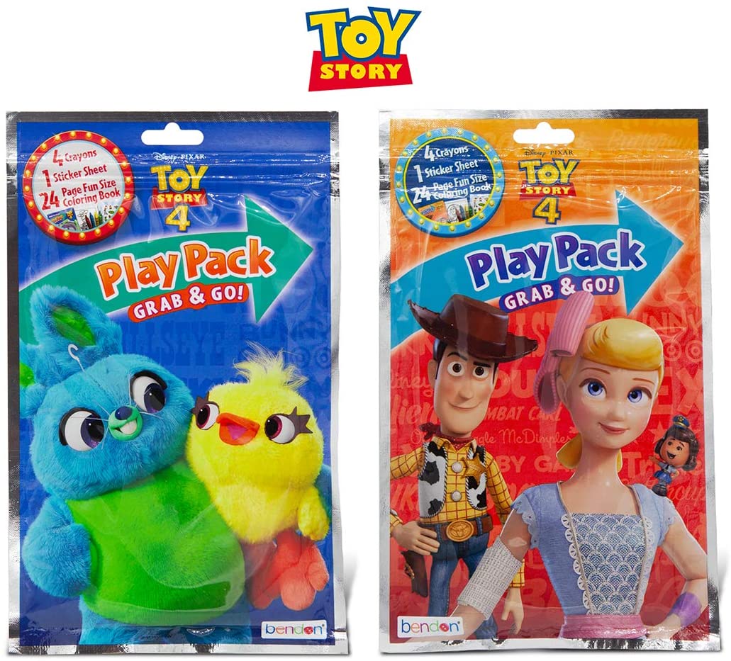 Toy Story 4 Crayon, Sticker & Coloring Paper Grab n Go Play Pack Bulk- 6  Pack 
