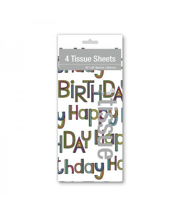 Warm Multicolor Happy Birthday Tissue Paper, 4 sheets