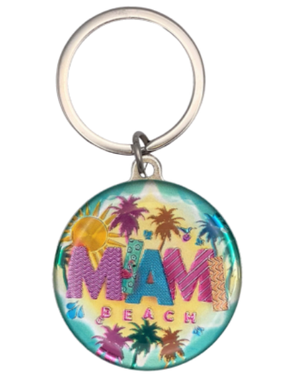 MIAMI Beach Acrylic Keychain - Travel Souvenir Gift, Multicolor