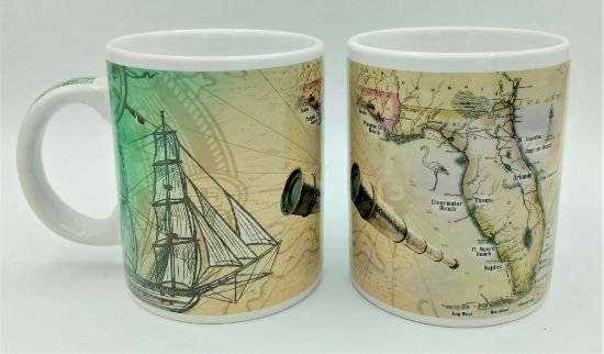 City of Surfside with Florida Map & Sailboat Art Design Coffee Mug - 12 Oz Coffee Mug