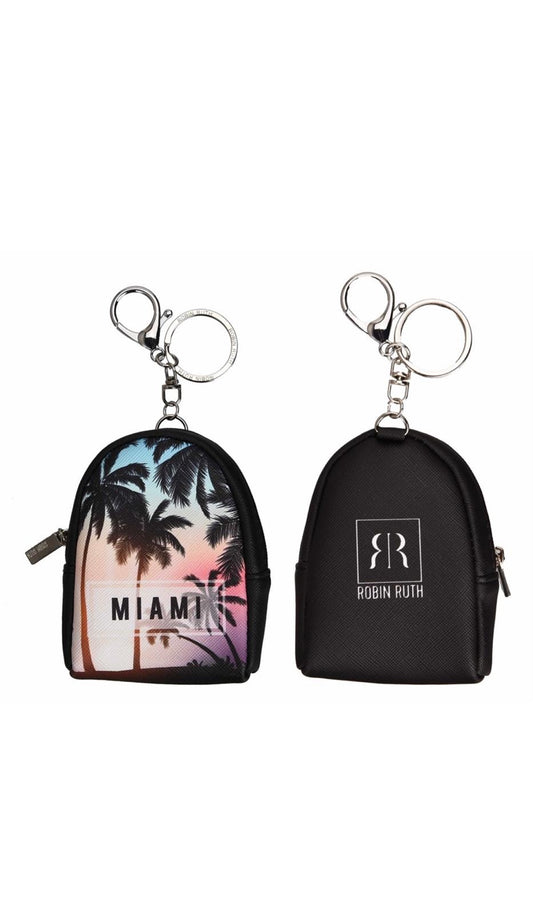 MIAMI Coin Purse with Palm Trees Theme - Great Gift or Souvenir for Miami Fans