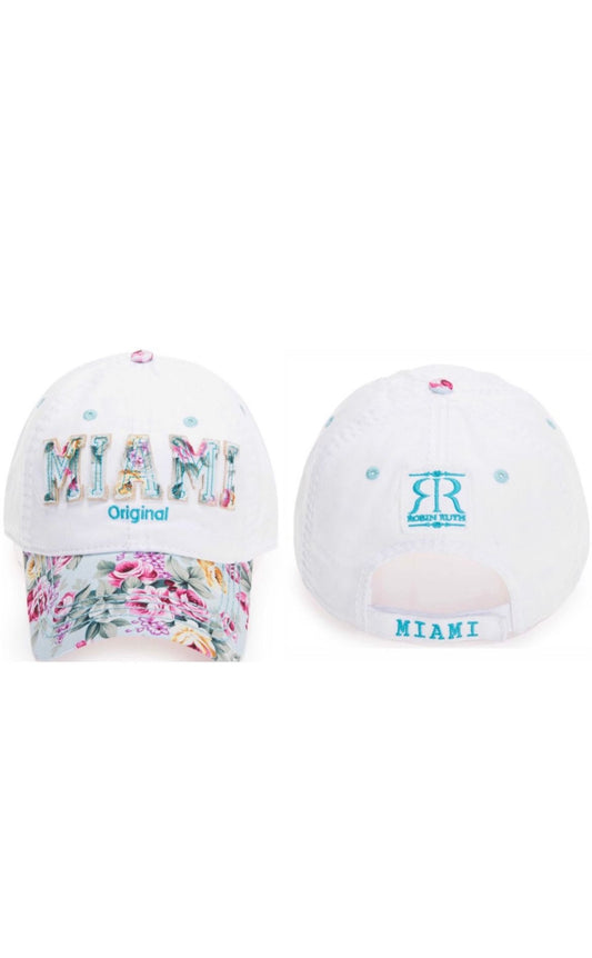 Miami Flowers Style Hat, Adult Size - One Size Fits Most, Mom Gift Miami Cap