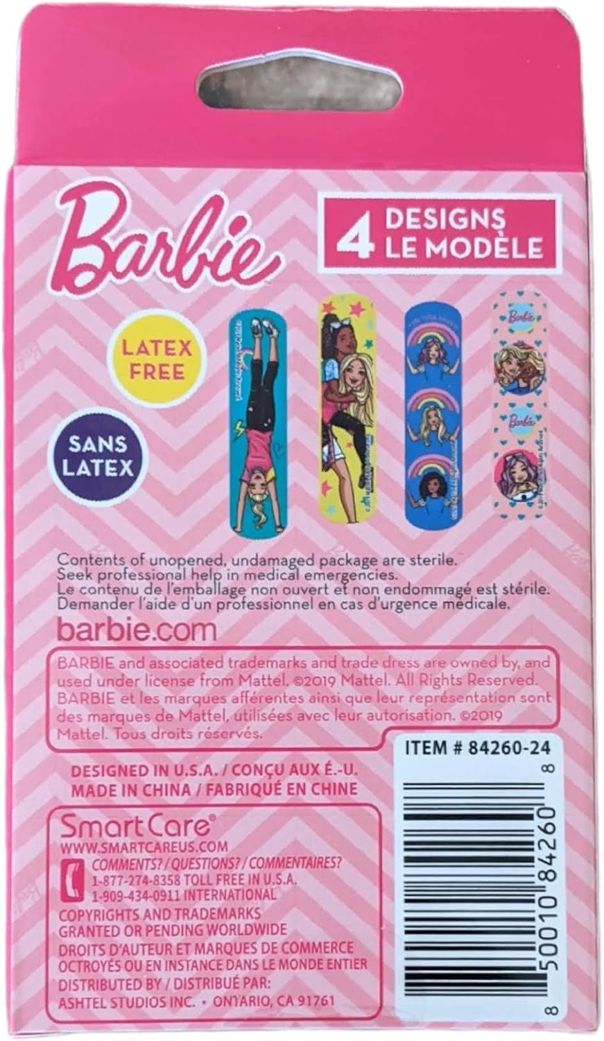 Barbie Themed Sterile Adhesive Kids Bandages 4 Design (20ct)