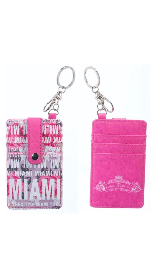 MIAMI Coin Purse with Miami Font and Flowers Theme - Great Gift or Souvenir for Miami Fans