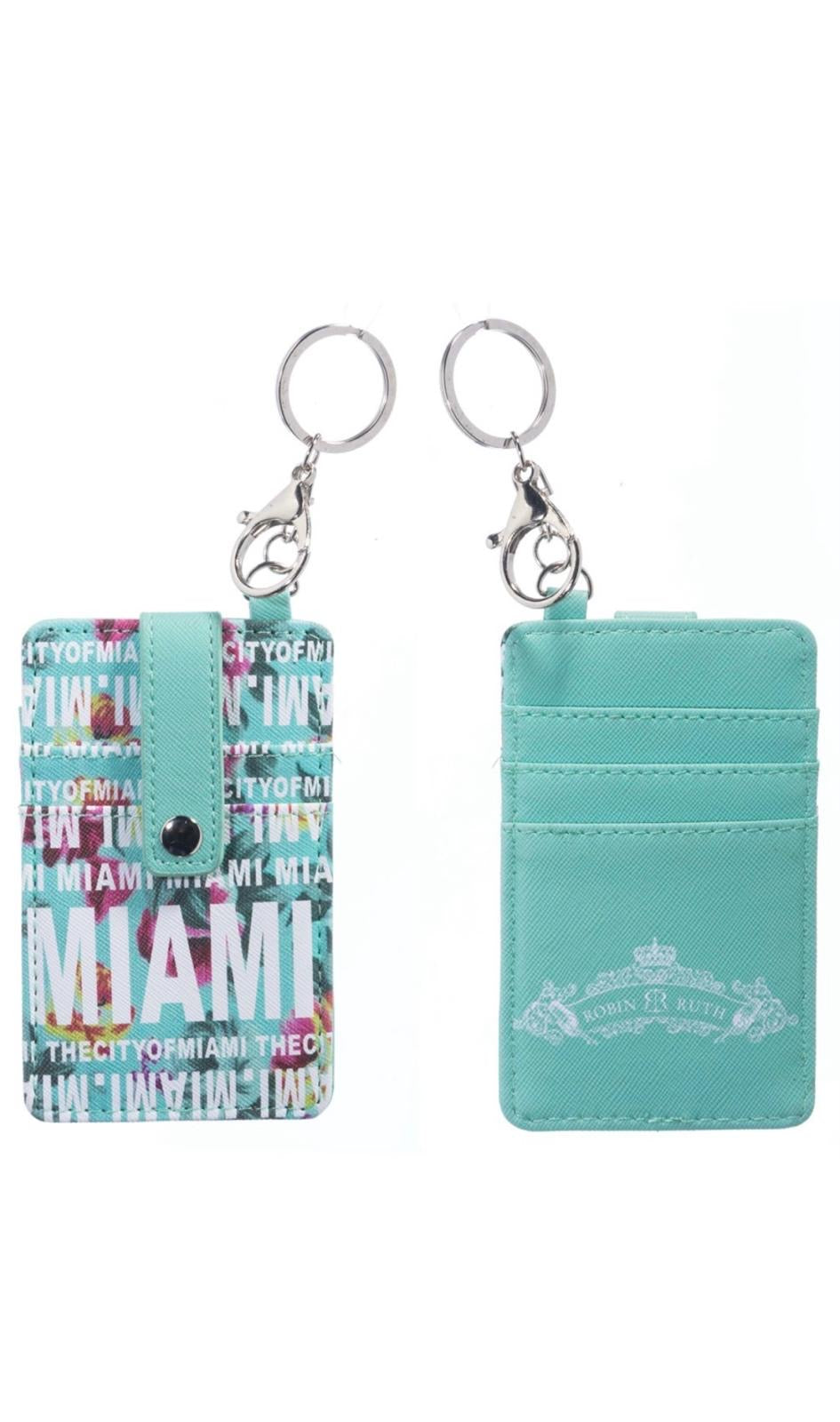 MIAMI Coin Purse with Miami Font and Flowers Theme - Great Gift or Souvenir for Miami Fans