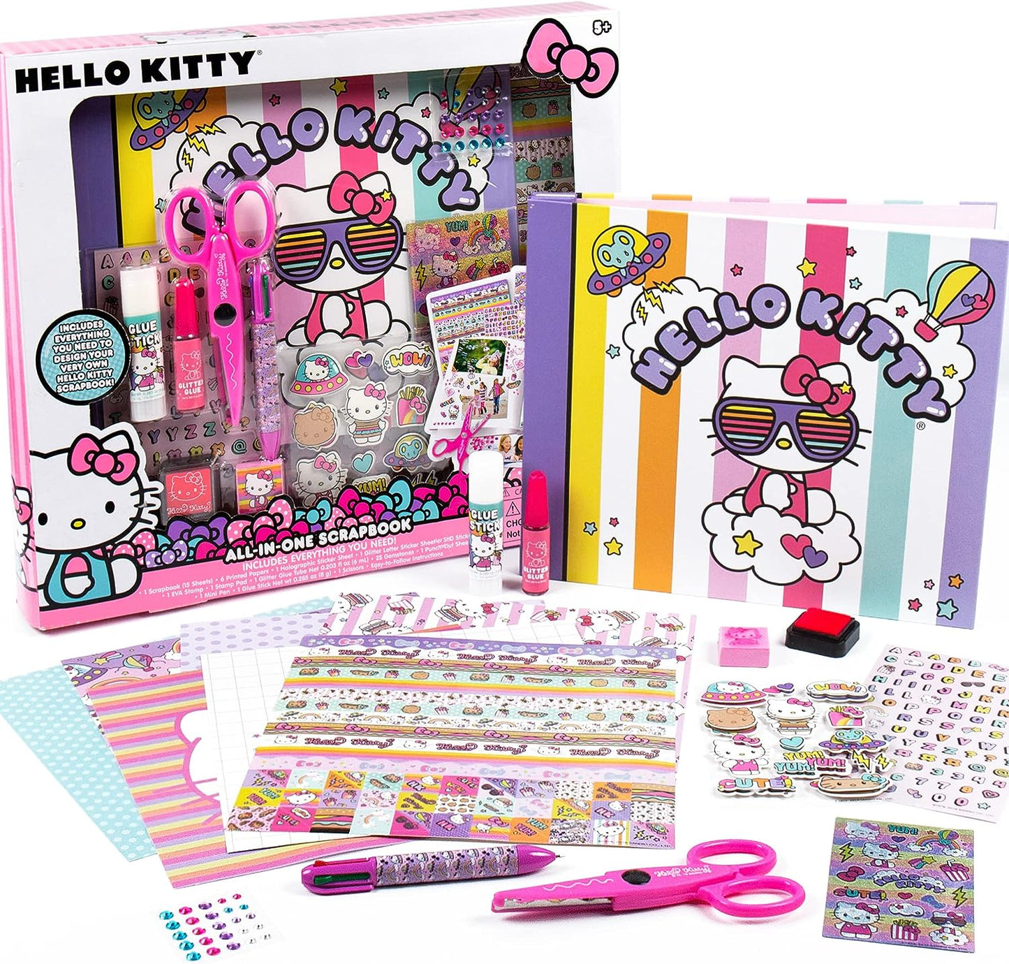 Hello Kitty All-in-One DIY, Design Your Own Scrapbook with Over 250 Essentials, Great Hello Kitty Toys for Weekend Activity, Photo & Keepsake Album for Kids