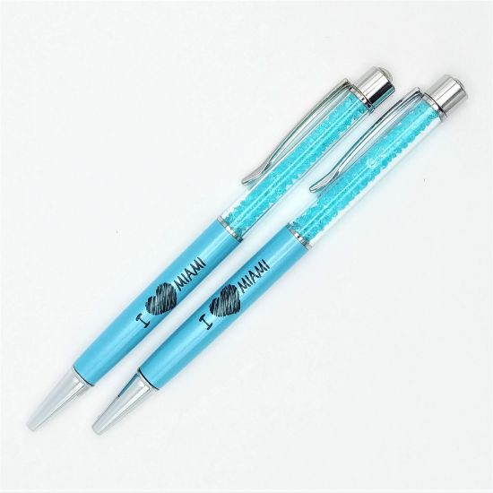 I Love MIAMI Filled with Crystal Gradient Color Pen - MIAMI Souvenir Gift Pen