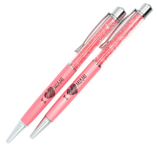 I Love MIAMI Filled with Crystal Gradient Color Pen - MIAMI Souvenir Gift Pen