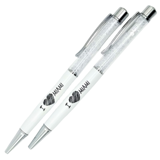 I Love MIAMI Filled with Crystal Gradient Color Pen - MIAMI Souvenir Gift Pen