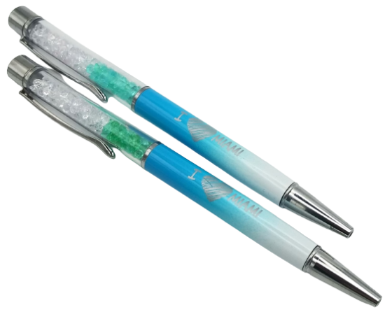 I Love MIAMI Filled with Crystal Gradient Color Pen - MIAMI Souvenir Gift Pen