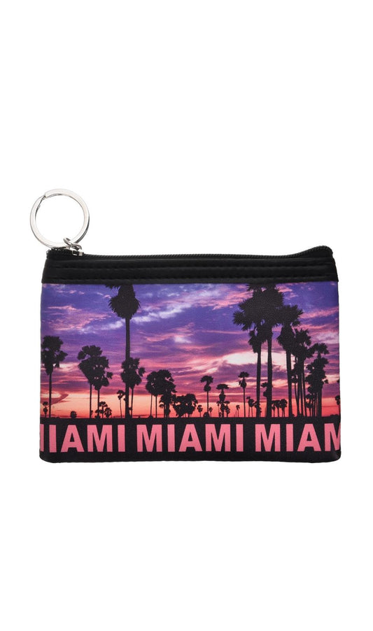 MIAMI Sunset Coin Purse with Zipper - Great Gift or Souvenir for Miami Fans