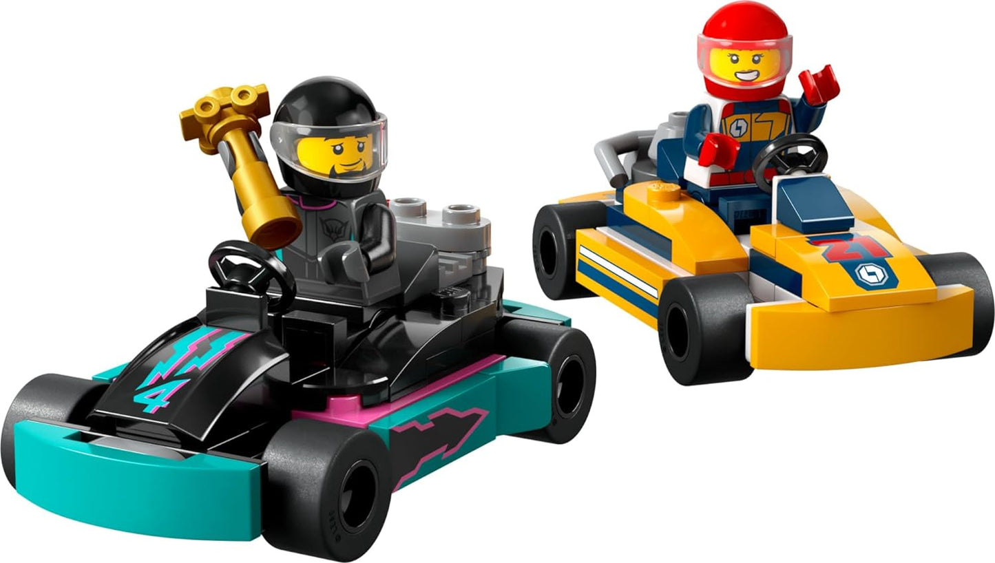 LEGO 60400 City Go-Karts and Race Drivers Toy Playset, 2 Driver Minifigures, Racing Vehicle Car Toy, Fun Race Car Toy for Kids Aged 5+