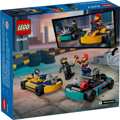 LEGO 60400 City Go-Karts and Race Drivers Toy Playset, 2 Driver Minifigures, Racing Vehicle Car Toy, Fun Race Car Toy for Kids Aged 5+