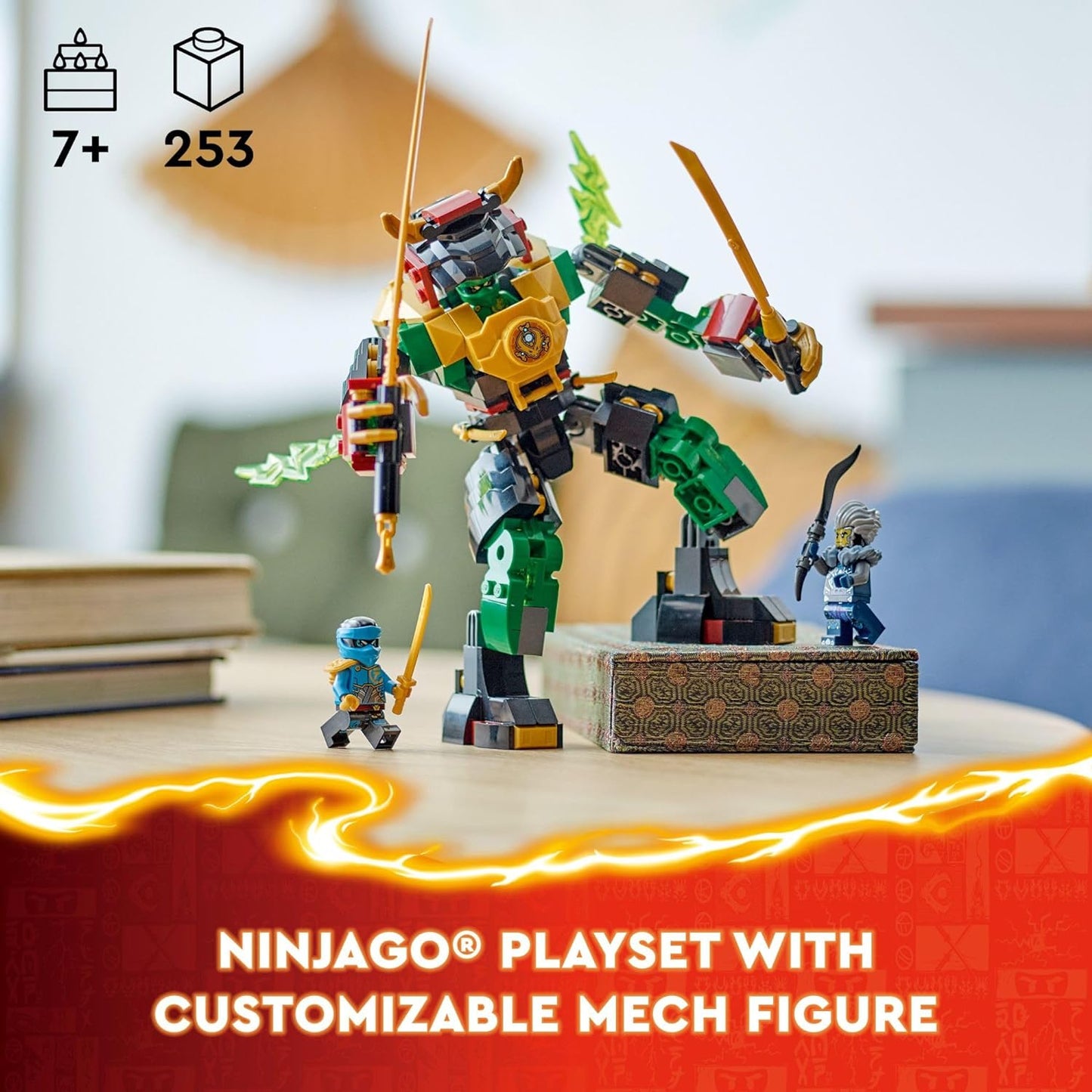 LEGO NINJAGO Lloyd’s Elemental Power Mech Battle Toy with 3 Ninja Action Figures, Adventure Playset for Boys and Girls, Ages 7 and Up, 71817