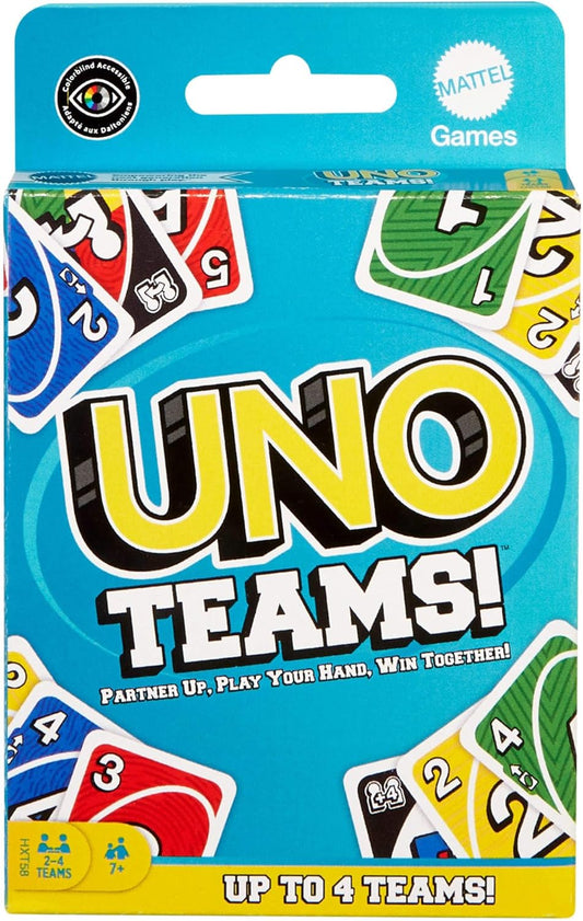 Mattel Games UNO Teams Card Game for Family Nights, Game Nights, Travel, Camping & Parties for Players 7 And Up