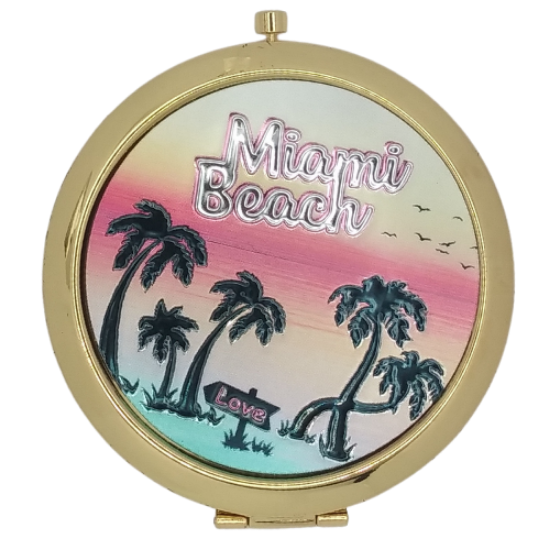 Circle Miami Pocket Mirror on the go - Miami Beauty Gift Accessories - Pick Your Favorite Style, 2.5" Multicolor