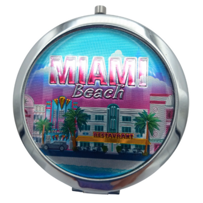 Circle Miami Pocket Mirror on the go - Miami Beauty Gift Accessories - Pick Your Favorite Style, 2.5" Multicolor