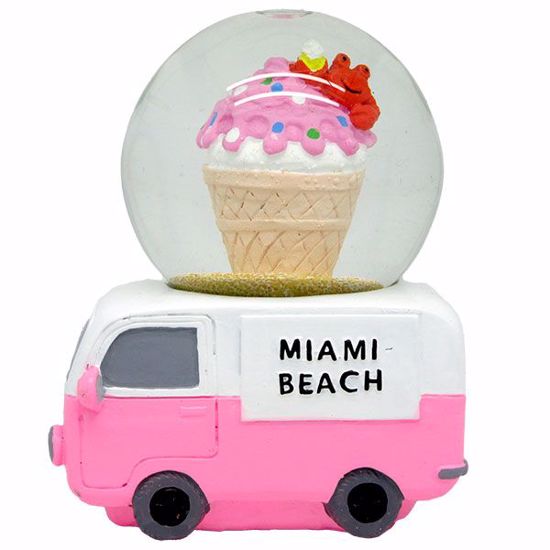 Miami Beach Ice-cream Truck Snow Globe Souvenirs 65mm, Polyresin ...