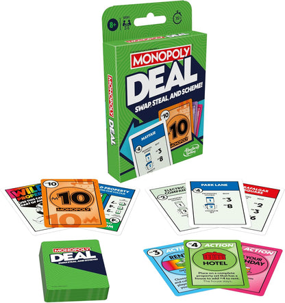 Monopoly Deal Card Game, Quick-Playing Family Card Game for 2-5 Players, Ages 8+