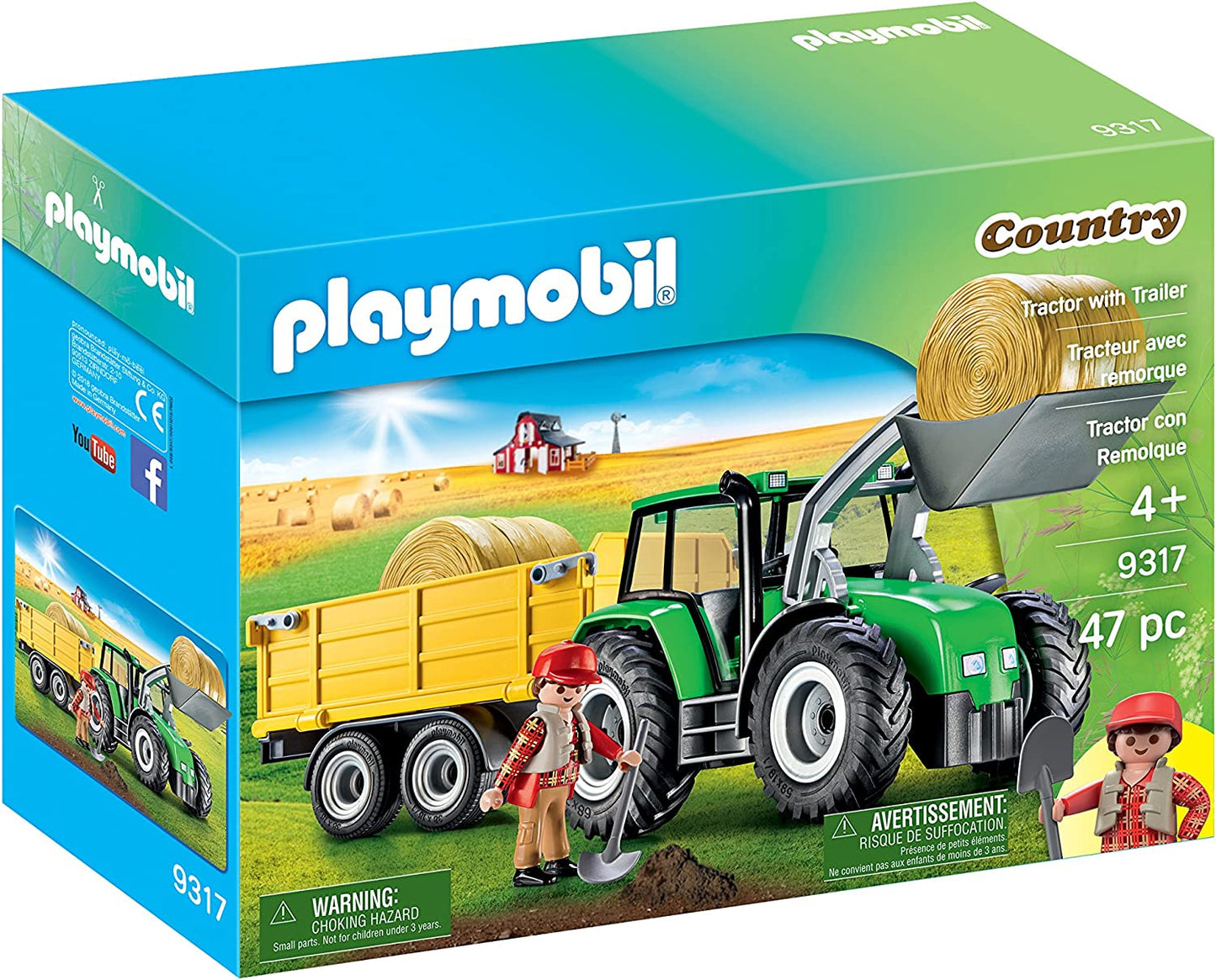 Playmobil Tractor with Trailer Playset Toy