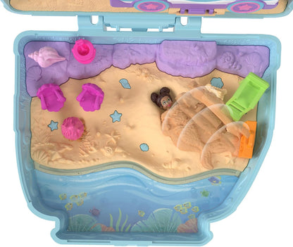 Polly Pocket Dolls & Playset, Seaside Puppy Ride Compact with 11 Accessories, Travel Toy with Fidget Exterior