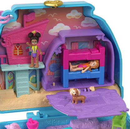 Polly Pocket Dolls & Playset, Seaside Puppy Ride Compact with 11 Accessories, Travel Toy with Fidget Exterior