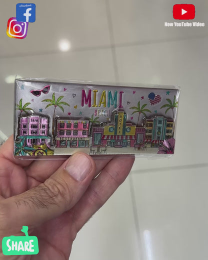 MIAMI Wood 3D Magnet, Souvenir Gift - Fridge & Home Magnet 5 inches