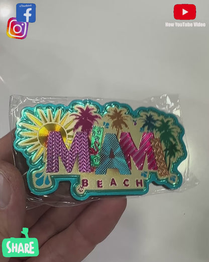 Miami Beach Florida Art Deco Foil Multi-Color Metal Magnet, Souvenir Gift - Fridge & Home Magnet 5 inches