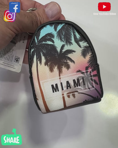 MIAMI Coin Purse with Palm Trees Theme - Great Gift or Souvenir for Miami Fans