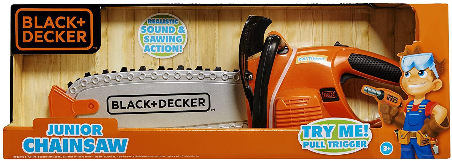 Kids Pretend Play Black Decker Outdoor Power Tools Assortment Includes Chainsaw Grass Trimmer Reciprocating Saw and Jackhammer