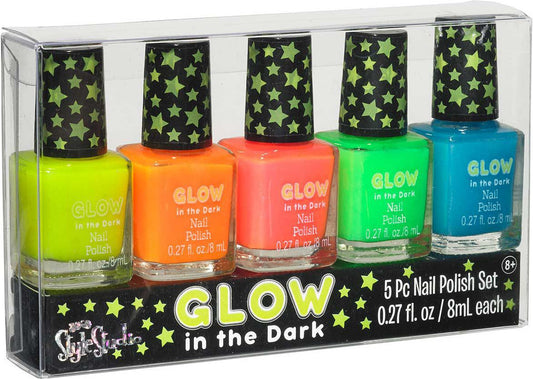 3C4G 5-Pack Glow in the Dark Nail Polish - UV Glow Blacklight Nail Polish - 5 Color Variety Pack, 8ml – Day or Night Stage, Clubbing