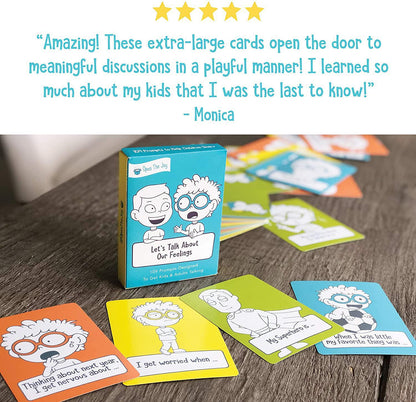 Open the Joy Let's Talk About Our Feelings! Featuring: Conversation Cards, Starters Cards for Kids, Therapeutic Talking Prompts