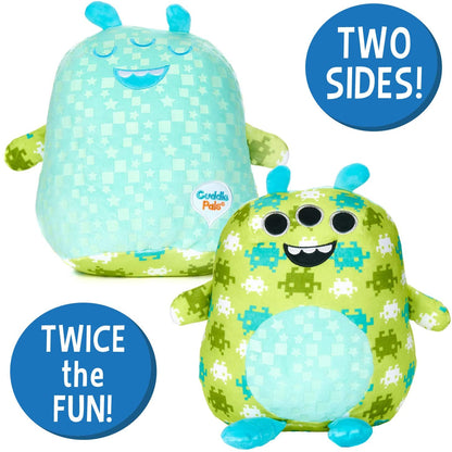 KIDS PREFERRED Double Sided Glow in The Dark Cuddle Pal Plush Toy, Pixel The Alien Stuffed Animal Plush 11.5 inch