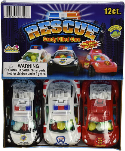 Kids Mania Vehicle Rescue Candy Filled Cars: Police, Fire, Paramedic