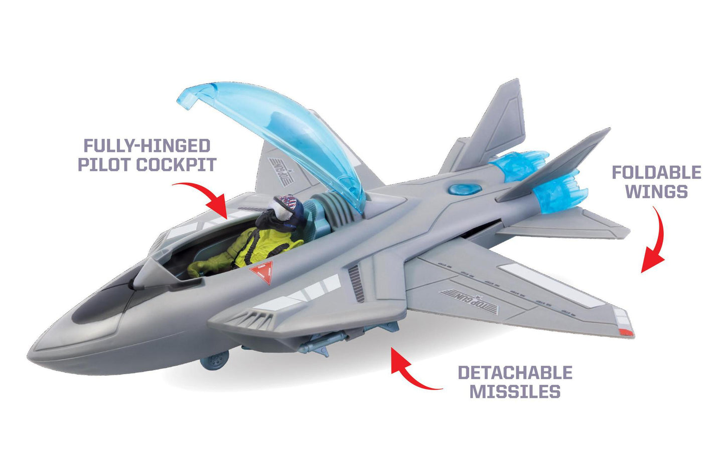 Top Gun Full Throttle Dual Jet Fighter - Includes Two Jet Fighters, Two 3-3/4" Fully Articulated Figures and Accessories.