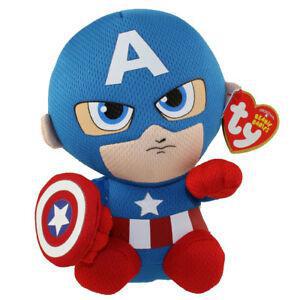 Ty Marvel Beanie Baby Captain America Soft and Adorable Toy Plush 6 Inches