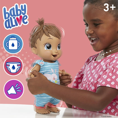 Baby Alive Baby Gotta Bounce Doll, Bunny Outfit, Bounces with 25+ SFX and Giggles, Drinks and Wets, Brown Hair Toy for Kids Ages 3 and Up