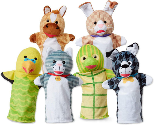 Melissa & Doug Pet Buddies Hand Puppets, Set of 6 (Cat, Dog, Horse, Parrot, Turtle, Rabbit)