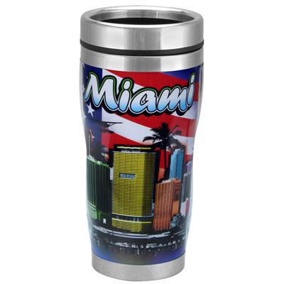 Miami Skyline USA 16oz. Stainless Steel Travel Tumbler/Mug , Great Gift for Miami Fan, 1 Count