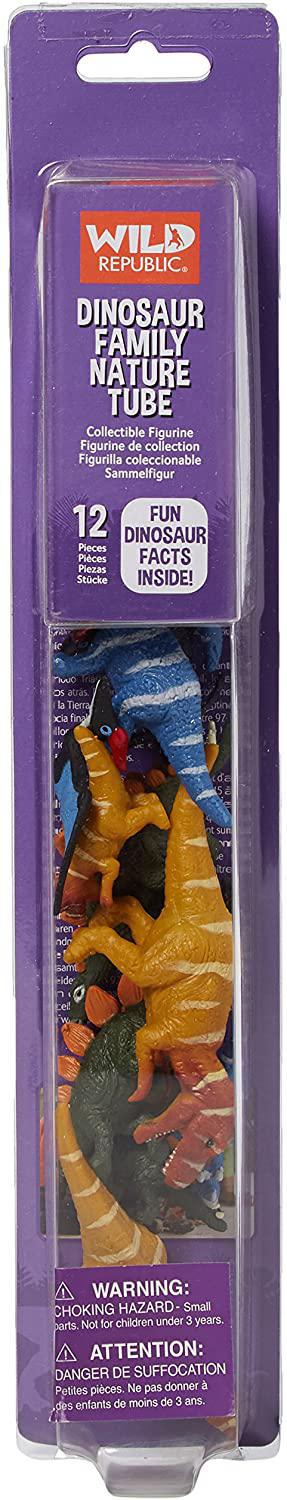 Wild Republic Dinosaur Family Animal Figurines Tube, Dinosaur Toys, TRex, Triceratops, Stegosaurus and Pteranodon Dinosaur Families