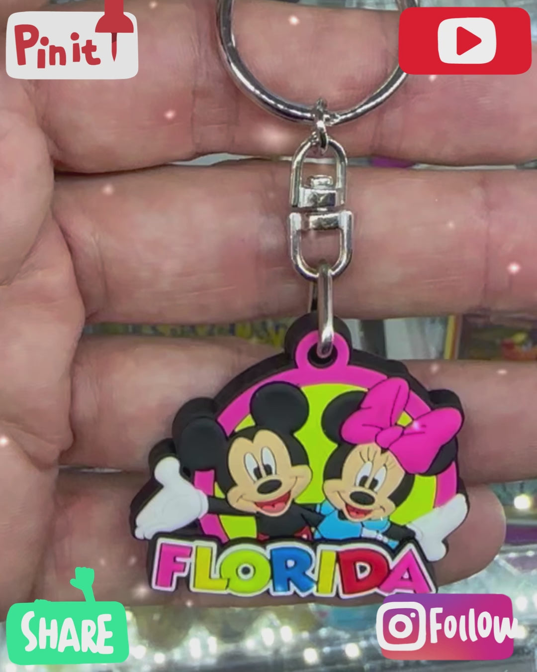 Minnie Mouse Character Pink Rubber Key Chain