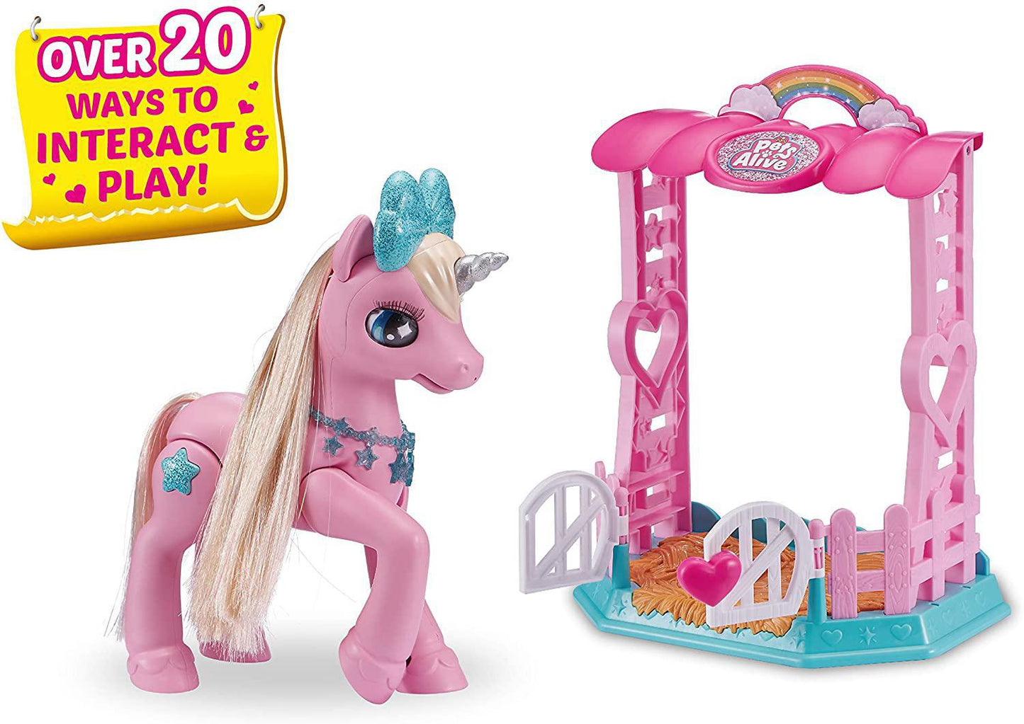 Pets Alive My Magical Unicorn with Magical Horn Lights up - Interactive Robotic Toy Playset Pink Unicorn