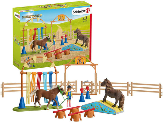 Schleich Farm World Pony Agility Training 41-piece Horse Playset Toy for Kids Ages 3-8