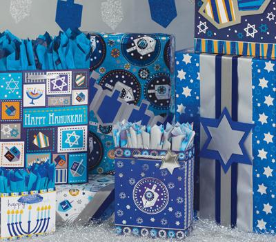 Hanukkah Gift Wrap Roll - Hanukkah Reversible Double Sided Wrapping Paper designs (1Pcs)