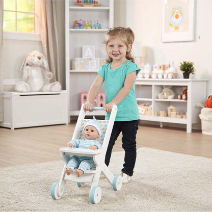 Melissa & Doug Mine to Love Wooden Play Stroller for Dolls, Stuffed Animals - White