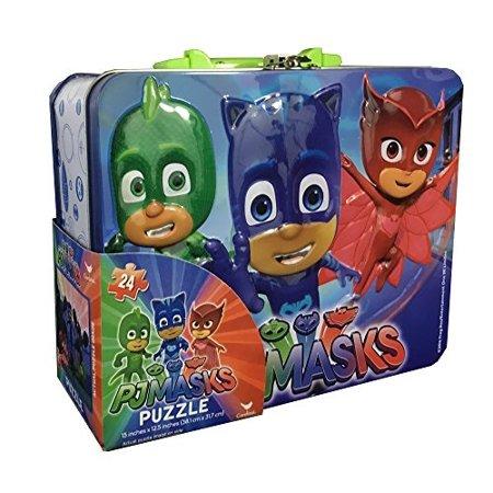 Disney Jr. PJ Masks Catboy, Gekko & Owlette Large Lunch Tin Box with 24pc Puzzles