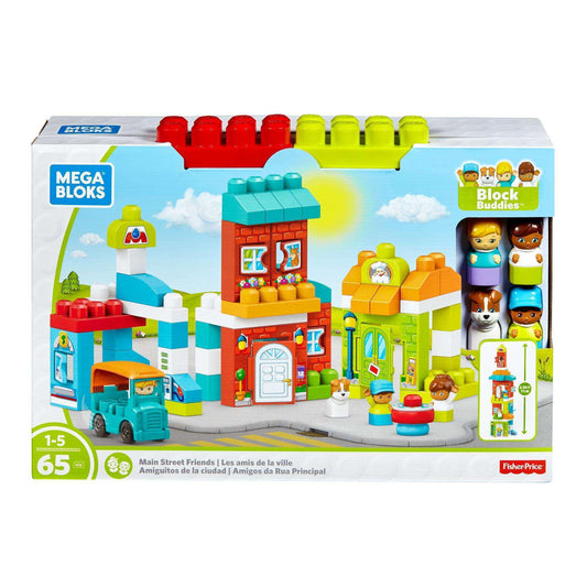 Mega Blocks Buddies Main Street Friends Playset  - 65 Pieces Include Building Blocks